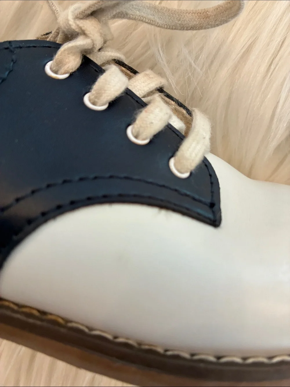 FootMates Toddler Cheer White and Navy Saddle Shoes
